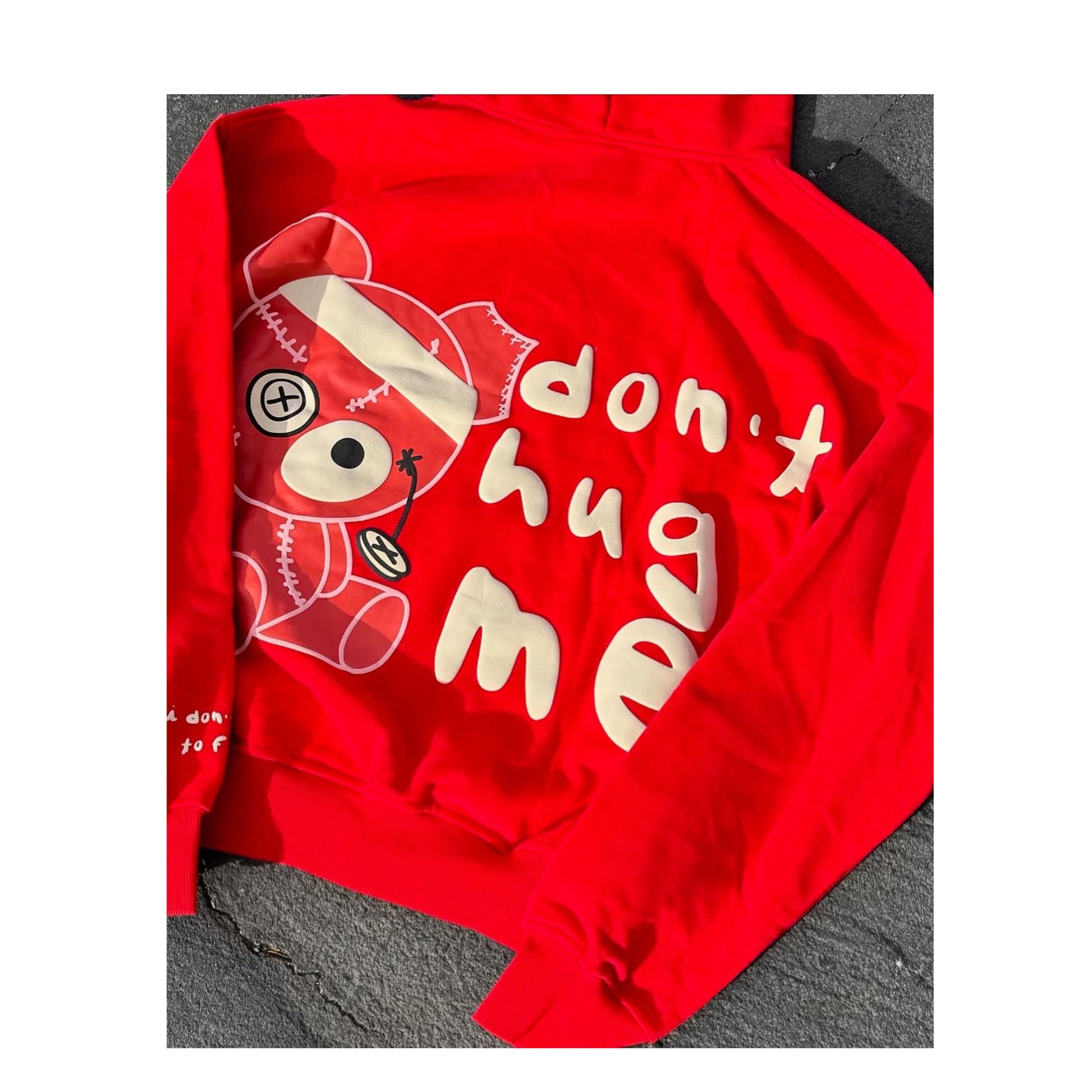 broken teddy hoodie red