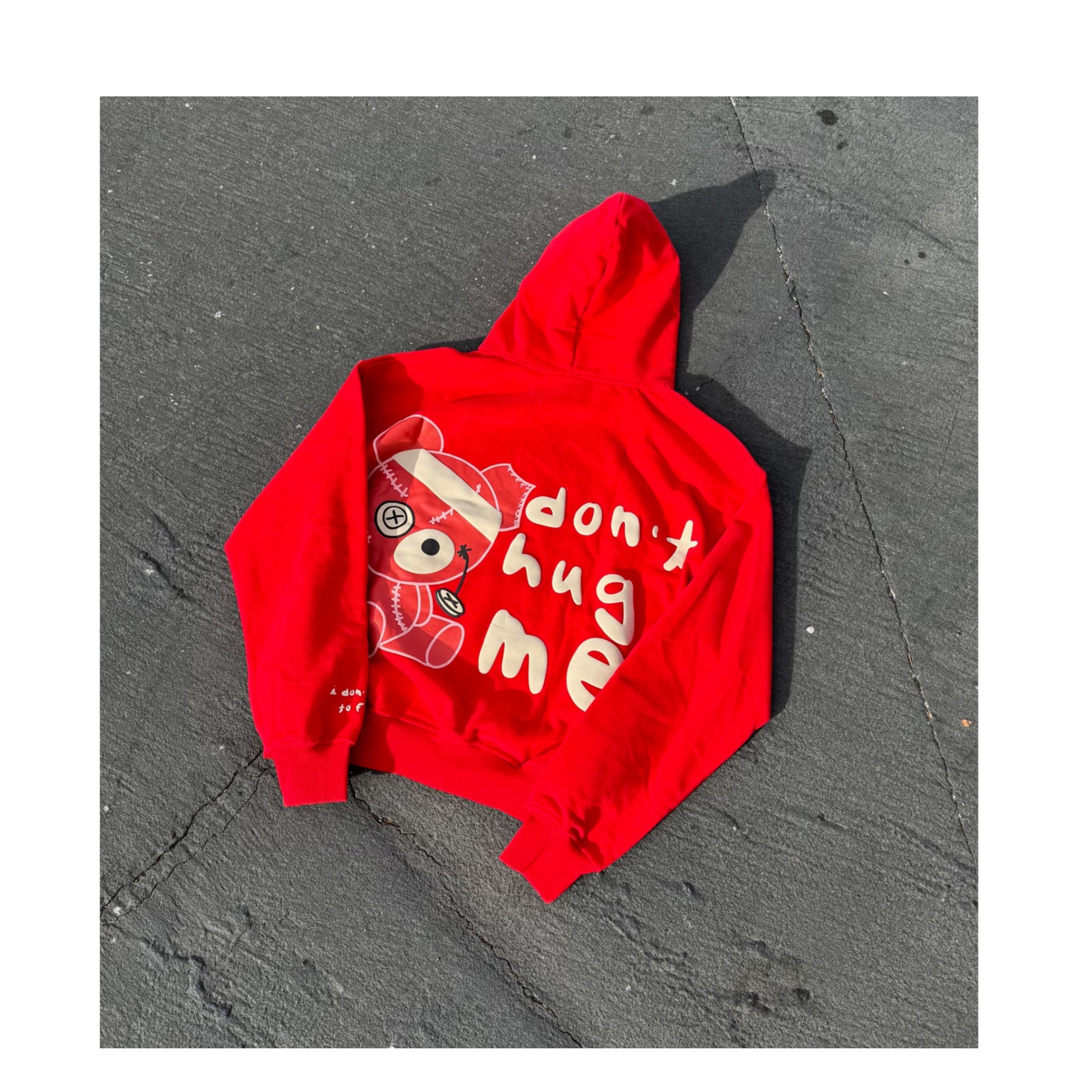 broken teddy hoodie red